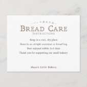 Classic Typography Bread Care Instructions Dankeskarte (Vorderseite)