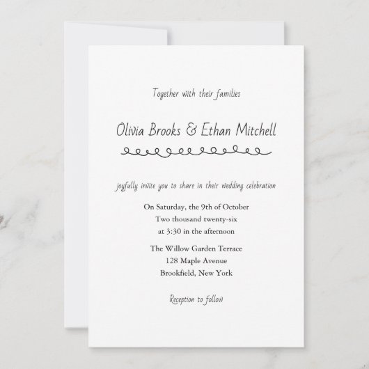 Classic Typography Wedding Invitation Einladung (Vorderseite)