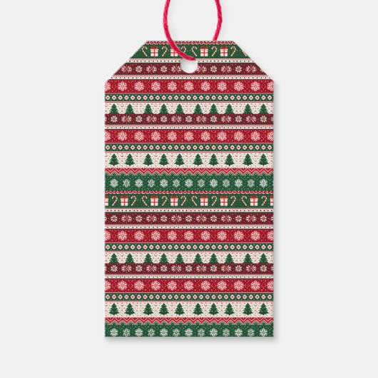 Classic Ugly Christmas Sweater Stripes Geschenkanhänger (Vorderseite)