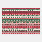 Classic Ugly Christmas Sweater Stripes Geschenkpapier Set (Vorderseite 3)