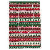 Classic Ugly Christmas Sweater Stripes Mittlere Geschenktüte (Rückseite)