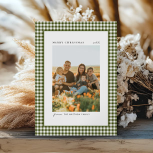 Classic und Elegant Gingham Family Foto Feiertagskarte