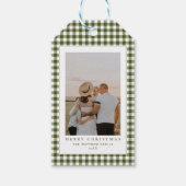 Classic und Elegant Gingham Family Foto Weihnachte Geschenkanhänger (Vorderseite)