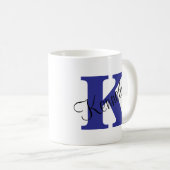 Classic und Elegant Initials und Name Navy Blue Kaffeetasse (VorderseiteRechts)