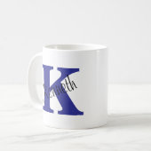 Classic und Elegant Initials und Name Navy Blue Kaffeetasse (Vorderseite Links)