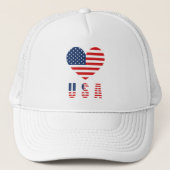 Classic USA Heart Flag Trucker Hut mit Mesh Back Truckerkappe (Vorderseite)