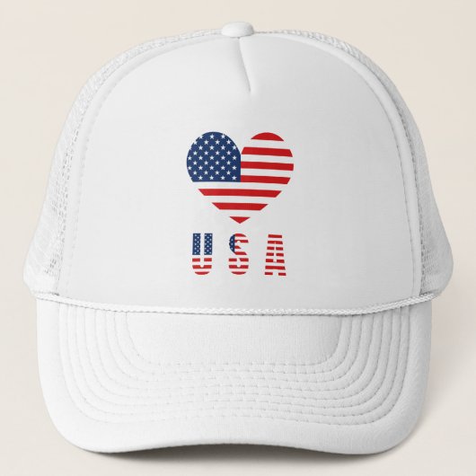 Classic USA Heart Flag Trucker Hut mit Mesh Back Truckerkappe (Vorderseite)
