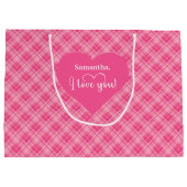 Classic Valentine Hearts I Love You Personalized  Große Geschenktüte (Rückseite)