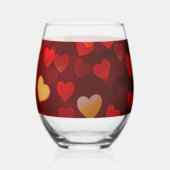 Classic Valentine Romantic Love Heart Pattern  Weinglas Ohne Stiel (Rückseite)