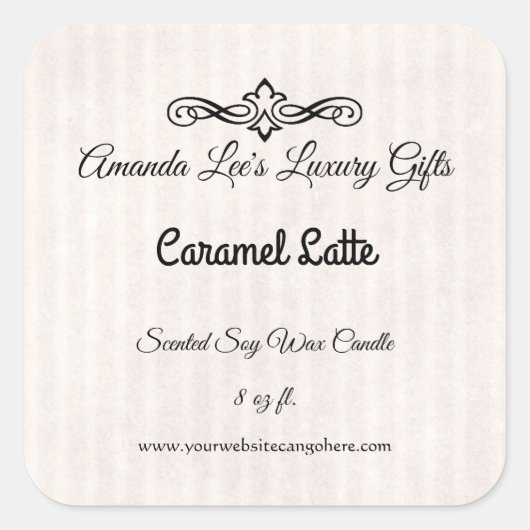 Classic Vellum Custom Scentle Candle Label Quadratischer Aufkleber (Vorderseite)