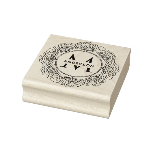 CLASSIC VERZIERT MANDALA CUSTOM MONOGRAM FAMILIENN GUMMISTEMPEL (Stempel)