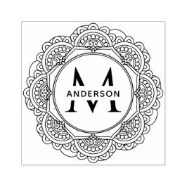 CLASSIC VERZIERT MANDALA CUSTOM MONOGRAM FAMILIENN GUMMISTEMPEL