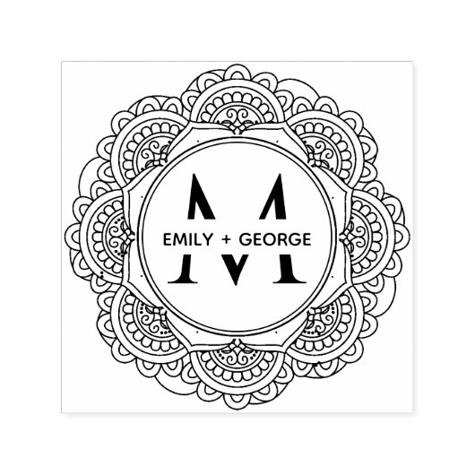 CLASSIC VERZIERT MANDALA CUSTOM MONOGRAM FAMILIENN PERMASTEMPEL (Design)
