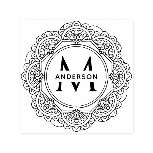 CLASSIC VERZIERT MANDALA CUSTOM MONOGRAM FAMILIENN PERMASTEMPEL (Design)