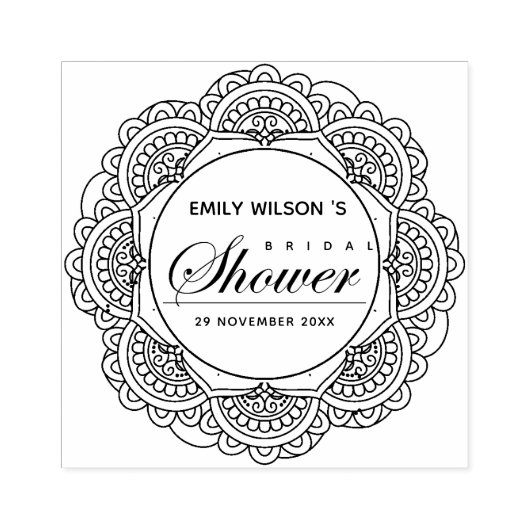 CLASSIC VERZIERT MANDALA CUSTOM SCRIPT BRAUTPARTY GUMMISTEMPEL (Prägung)