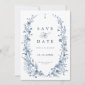 Classic Victorian Blue French Garden Chic Photo Save The Date (Vorderseite)