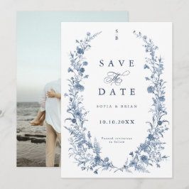 Classic Victorian Blue French Garden Chic Photo Save The Date