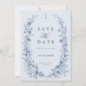 Classic Victorian Blue French Garden Chic Photo Save The Date (Vorderseite)