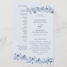 Classic Victorian Blue French Garden Chic Wedding Programm
