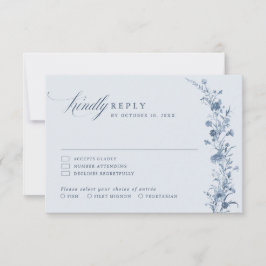 Classic Victorian Blue French Garden Chic Wedding  RSVP Karte