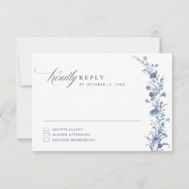 Classic Victorian Blue French Garden Chic Wedding  RSVP Karte