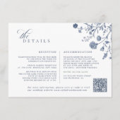 Classic Victorian Blue French QR Code Wedding Begleitkarte (Vorderseite)