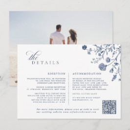 Classic Victorian Blue French QR Code Wedding Begleitkarte