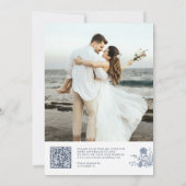 Classic Victorian Blue French QR Code Wedding Einladung (Rückseite)