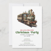 Classic Victorian Christmas Train Party Invitation Einladung (Vorderseite)