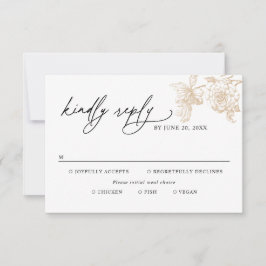 Classic Victorian Gold Meal Options Wedding RSVP Karte