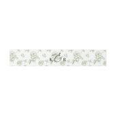 Classic Victorian Green Floral Wedding Monogram Einladungsbanderole (Flach)