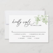 Classic Victorian Green Meal Options Wedding RSVP Karte (Vorderseite)