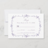 Classic Victorian Lavender Floral Frame Wedding RSVP Karte (Vorderseite)