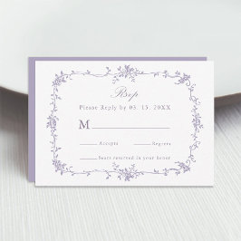 Classic Victorian Lavender Floral Frame Wedding RSVP Karte