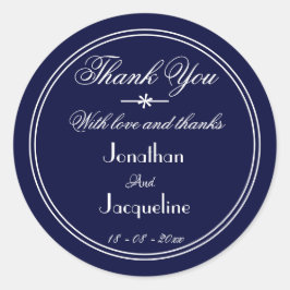 Classic Vielen Dank Individuellen Namens Navy Blue Runder Aufkleber