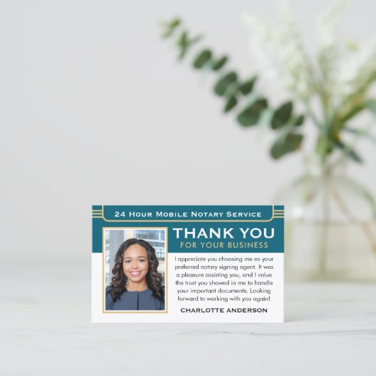 Classic Vielen Dank Notary Public Foto QR Code Aqu Visitenkarte (Stehend Vorderseite)