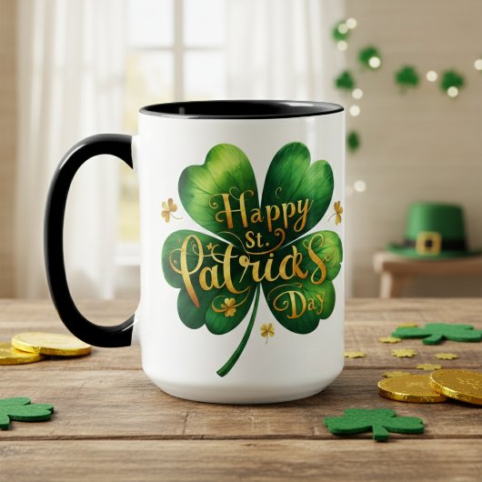 Classic Vierblättriges Kleeblatt Happy St Patrick' Tasse