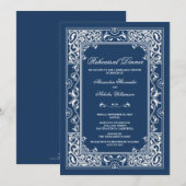 Classic Vignette Probe Dinner Einladung (blau) (Vorne/Hinten)