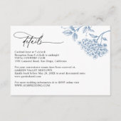 Classic Viktorianisch Blue Floral Wedding Details Begleitkarte (Vorderseite)