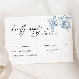 Classic Viktorianisch Blue Floral Wedding RSVP Car