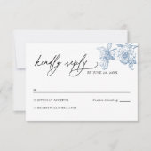 Classic Viktorianisch Blue Floral Wedding RSVP Car (Vorderseite)
