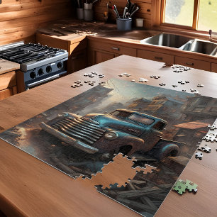 Classic Vintag Blue Truck Fantasy Art Rustikale St Puzzle