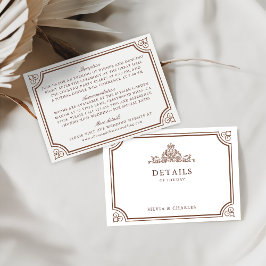 Classic Vintag Brown & Ecru Wedding Details Begleitkarte