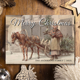 Classic Vintag Merry Christmas Tree Charlemagne Feiertagskarte