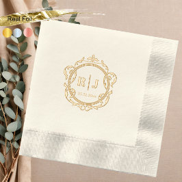 Classic Vintag Monogram Wedding Gold Servietten Mit Folie