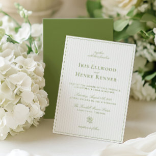 Classic Vintag Sage Green & Blue Wedding Einladung