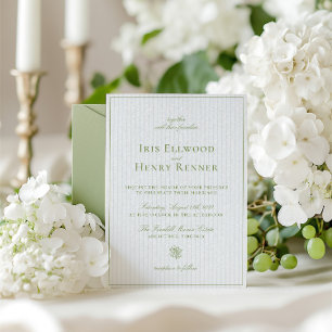 Classic Vintag Sage Green & Blue Wedding Einladung