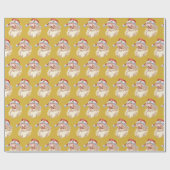 Classic Vintag Santa Claus Winking Metallic Gold Geschenkpapier (Flach)