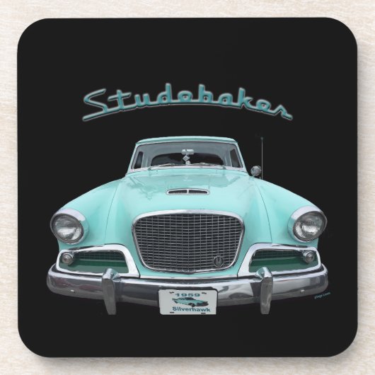 Classic Vintag Studebaker Silver Hawk 1959 Car Getränkeuntersetzer (Vorderseite)