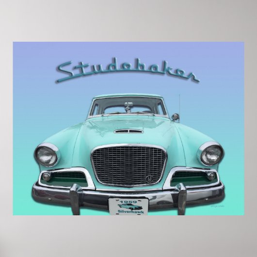 Classic Vintag Studebaker Silver Hawk 1959 Car Poster (Vorne)